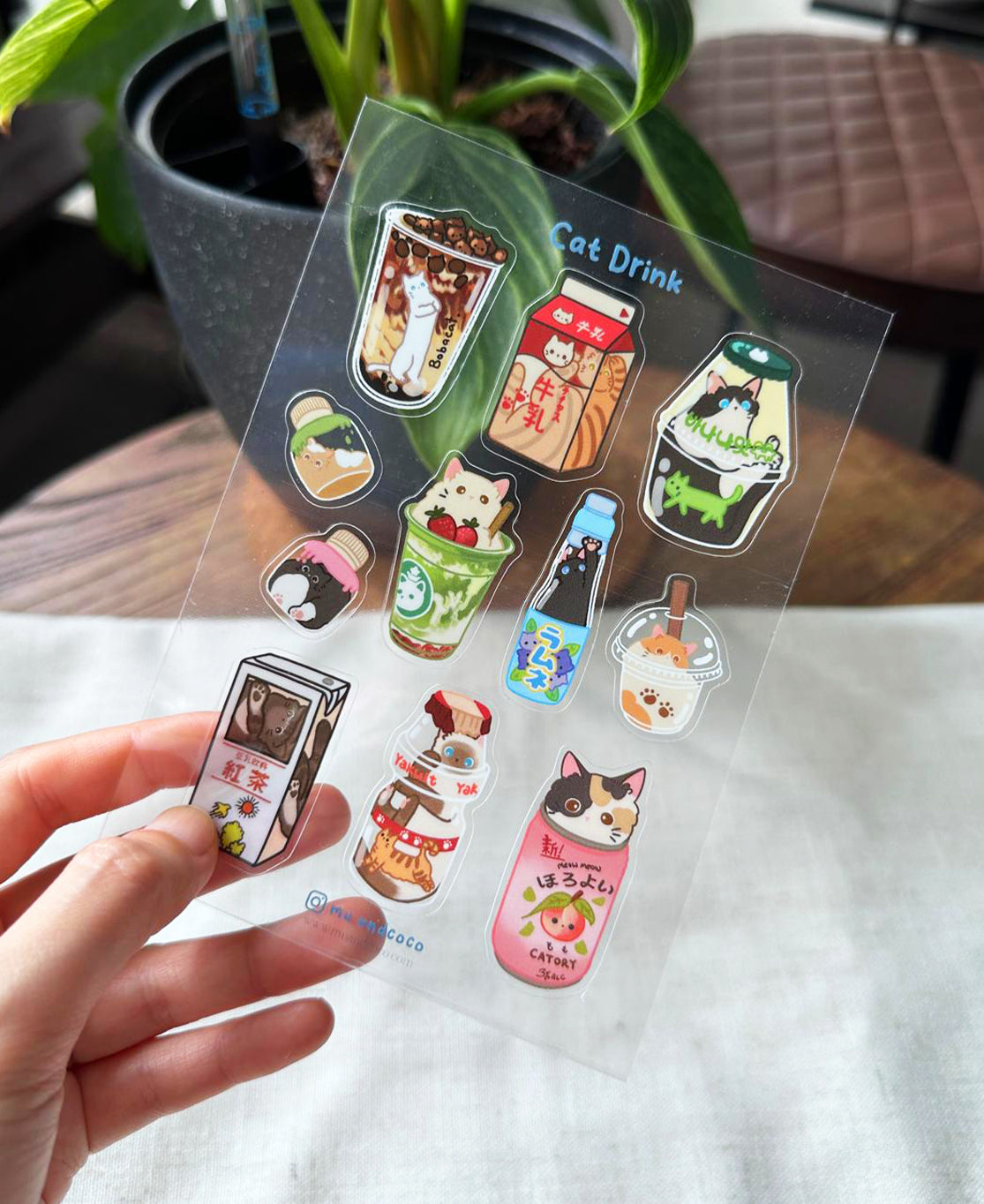 Sticker sheet - Cat Drink (Transparent)